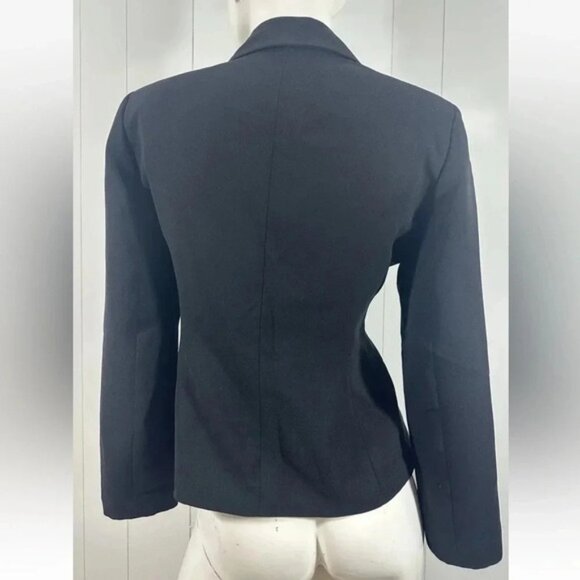 Le suit Women’s black lined blazer 3 button pleated Jacket Career Sz 2 Petite - Picture 4 of 7